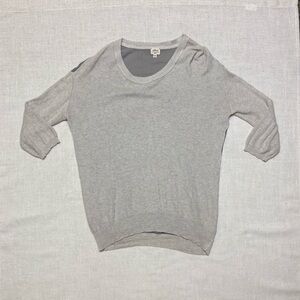 Wilfred Womens Small Gray Cashmere Silk Sweater Shirt Sheer Back Luxurious Feel